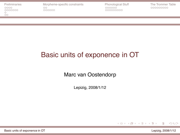 basic units of exponence in ot