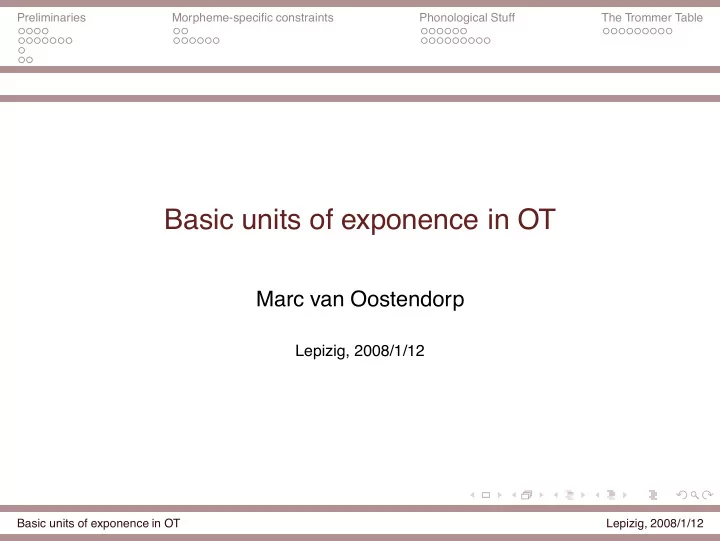 basic units of exponence in ot