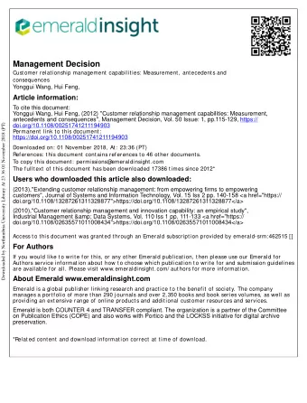Management Decision  Customer relationship management capabilities: Measurement, antecedents and
