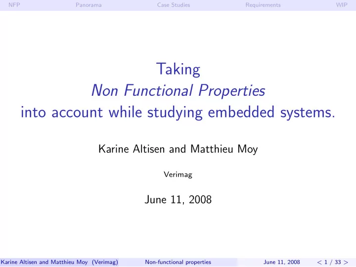 taking non functional properties into account while