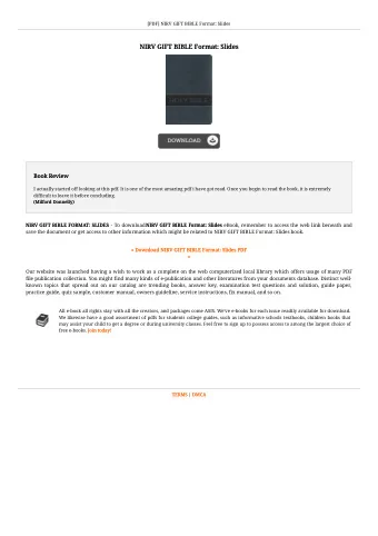 NIRV GIFT BIBLE Format: Slides  NIRV GIFT BIBLE Format: Slides  Book Review  Book Review  I
