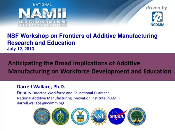 manufacturing on workforce development and education