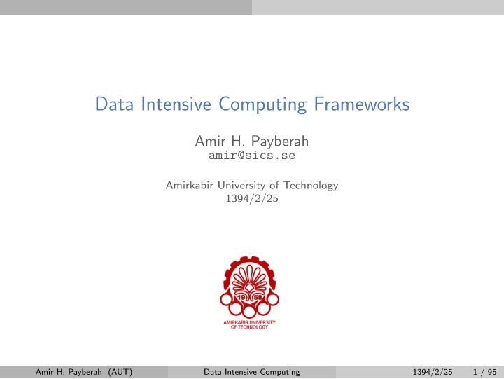 data intensive computing frameworks