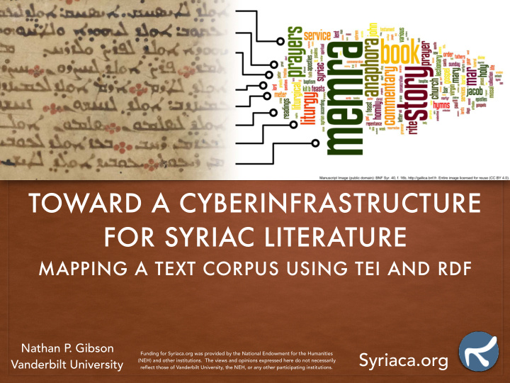 toward a cyberinfrastructure for syriac literature