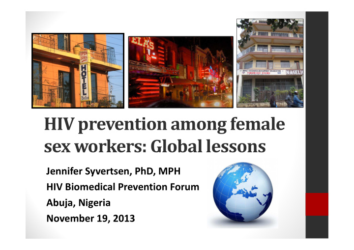 hiv prevention among female sex workers global lessons