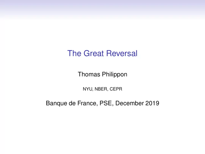 the great reversal