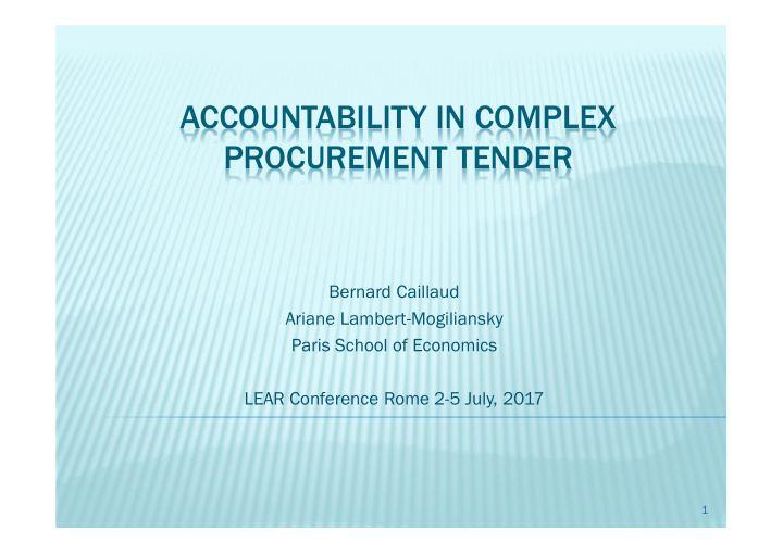 accountability in complex procurement tender