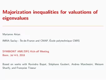 Majorization inequalities for valuations of  eigenvalues  Marianne Akian  INRIA Saclay -