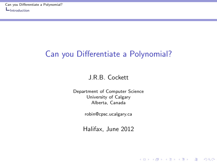 can you differentiate a polynomial