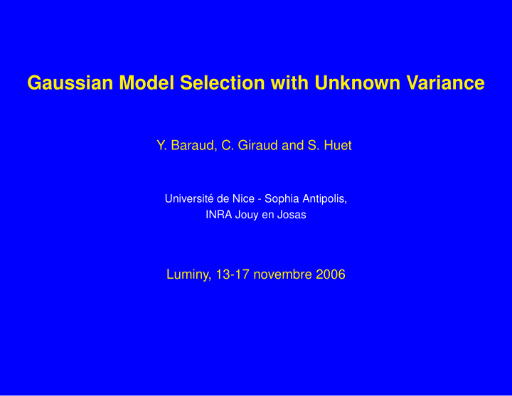 gaussian model selection with unknown variance