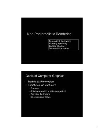 Non-Photorealistic Rendering  Non-Photorealistic Rendering  Pen-and-Ink Illustrations  Pen-and-Ink