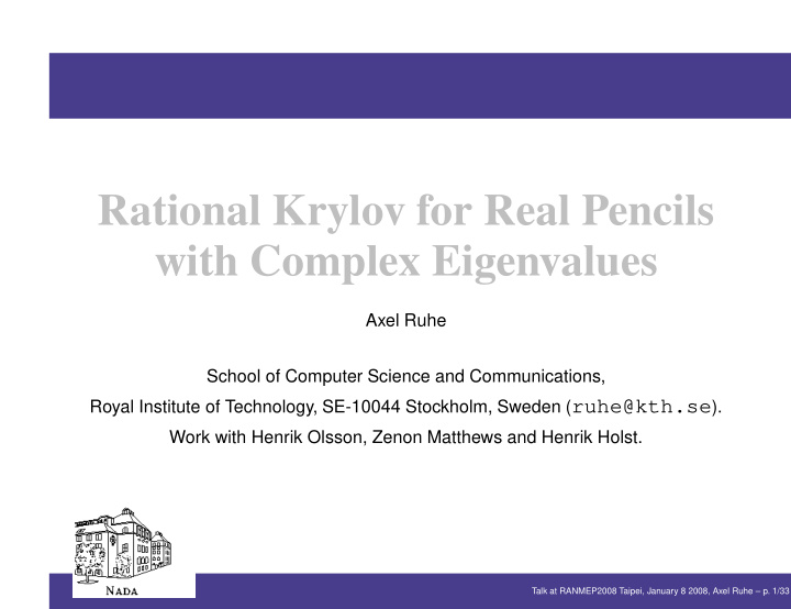 rational krylov for real pencils with complex eigenvalues