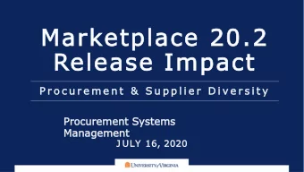 Mark  Market  etpl  place 20.  20.2  Rele  elease Impact  Impact  P r  P r o c u r  u r e m e n t