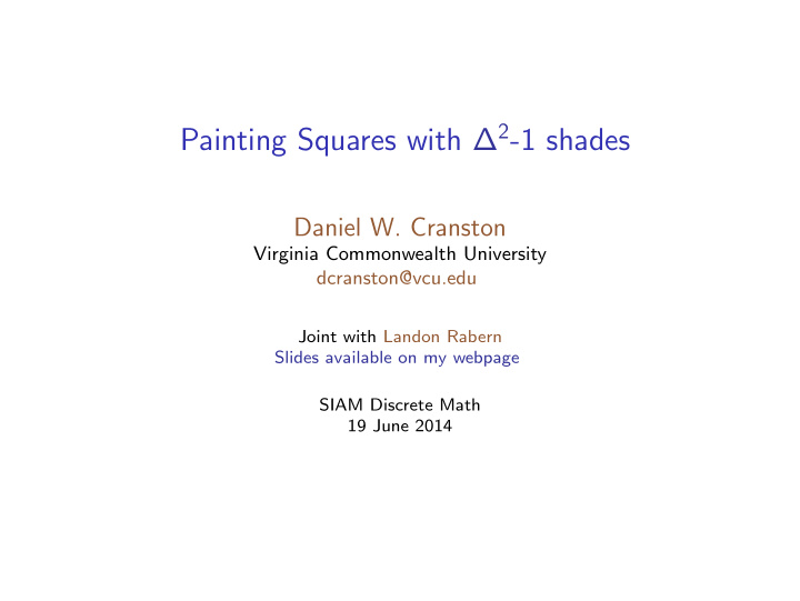 painting squares with 2 1 shades