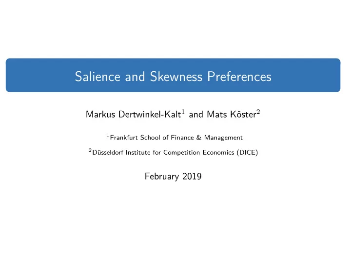 salience and skewness preferences