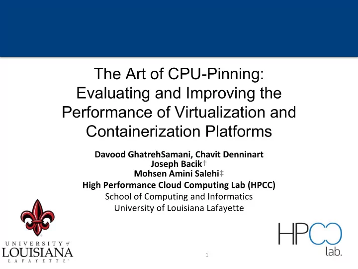 the art of cpu pinning evaluating and improving the