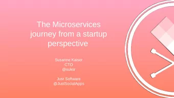 The Microservices  journey from a startup perspective  Susanne Kaiser  CTO  @suksr  Just Software