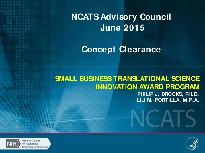 ncats advisory council june 2015 concept clearance