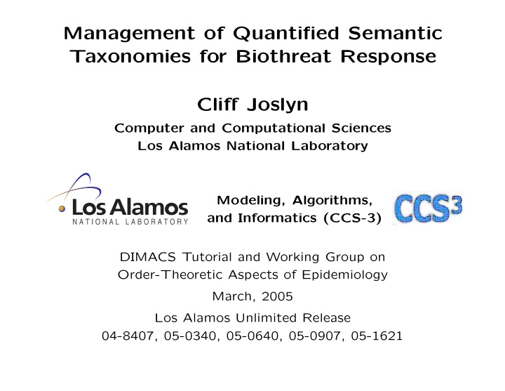 management of quantified semantic taxonomies for