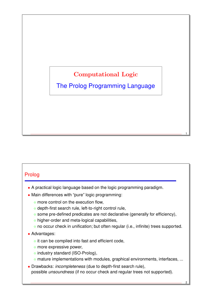 computational logic the prolog programming language