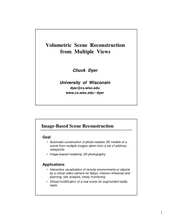 Volumetric  Scene  Reconstruction  Volumetric  Scene  Reconstruction  from  Multiple  Views  from