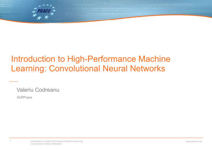 introduction to high performance machine learning