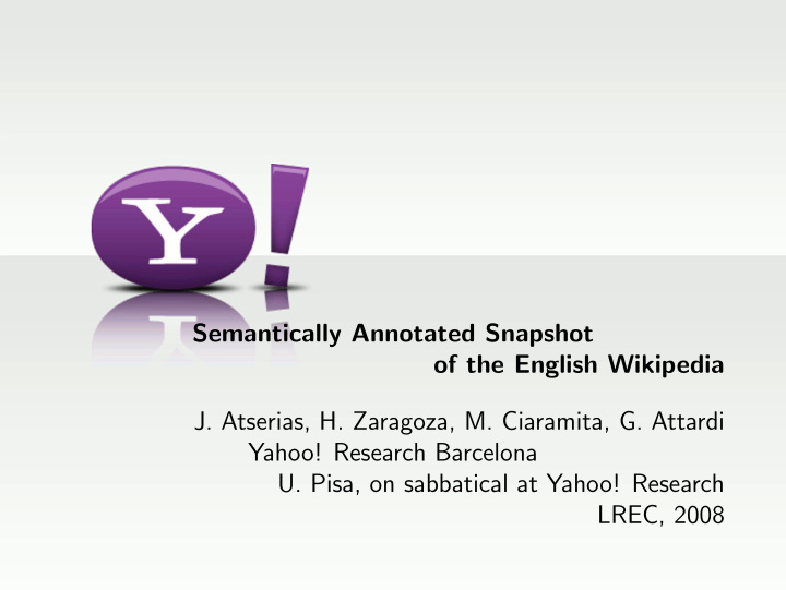 semantically annotated snapshot of the english wikipedia