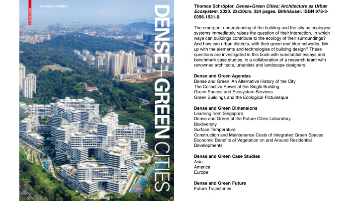 thomas schr pfer dense green cities architecture as urban