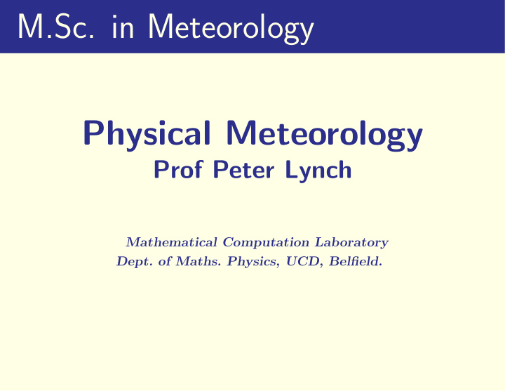 m sc in meteorology physical meteorology