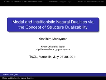 Modal and Intuitionistic Natural Dualities via  the Concept of Structure Dualizability  Yoshihiro