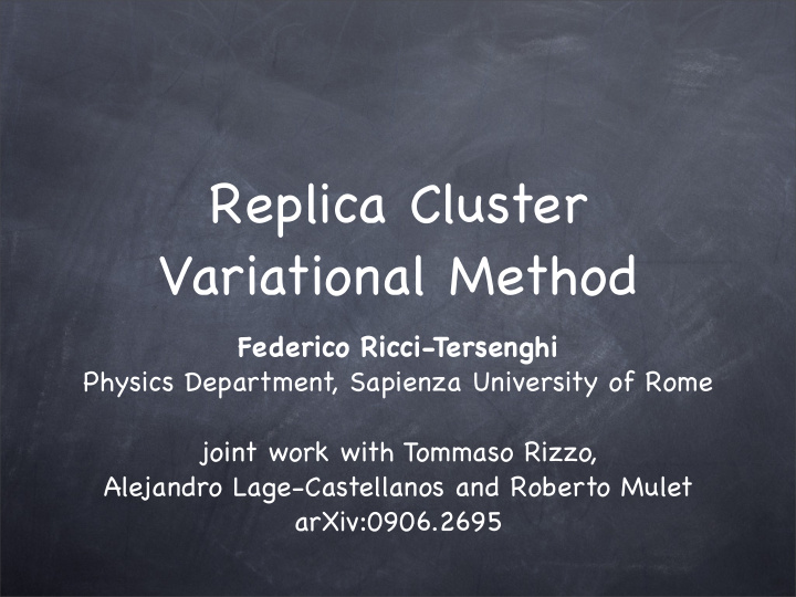 replica cluster variational method