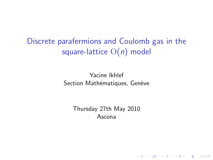 discrete parafermions and coulomb gas in the square