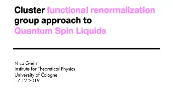 Nico Gneist  Institute for Theoretical Physics  University of Cologne  17.12.2019  ?  Magnetic