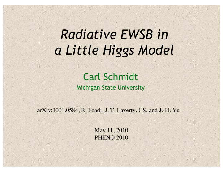 radiative ewsb in a little higgs model