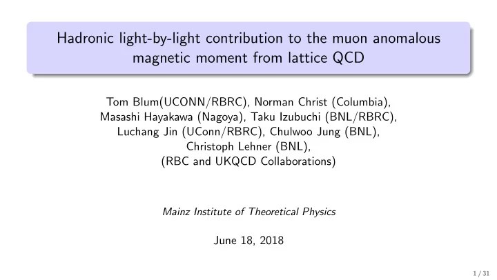 hadronic light by light contribution to the muon