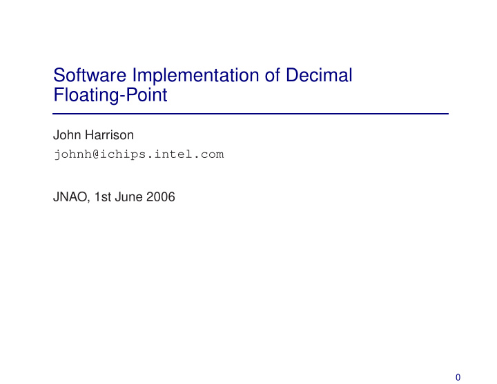 software implementation of decimal floating point