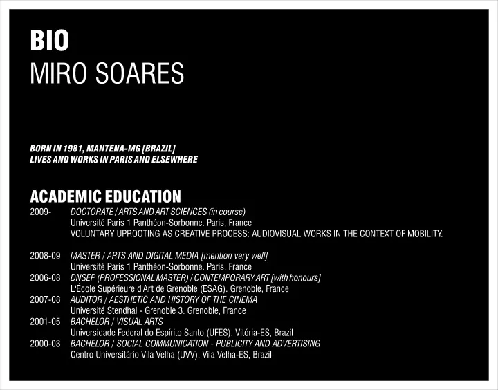 bio miro soares bio miro soares