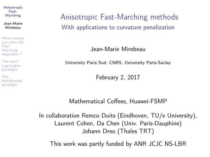 anisotropic fast marching methods