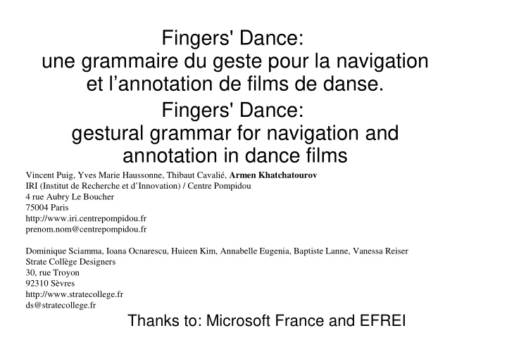 fingers dance une grammaire du geste pour la navigation