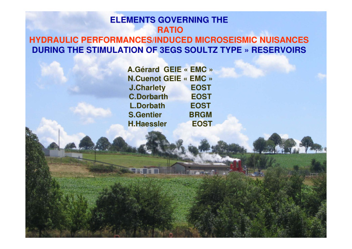 elements governing the ratio hydraulic performances