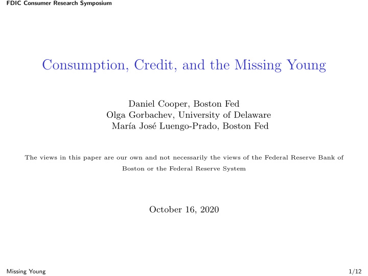 consumption credit and the missing young