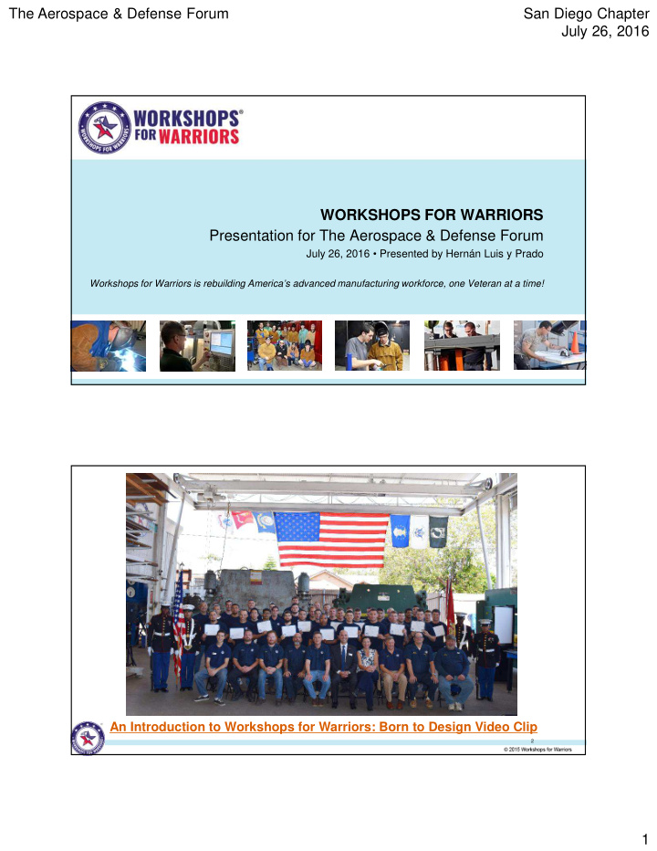 workshops for warriors presentation for the aerospace