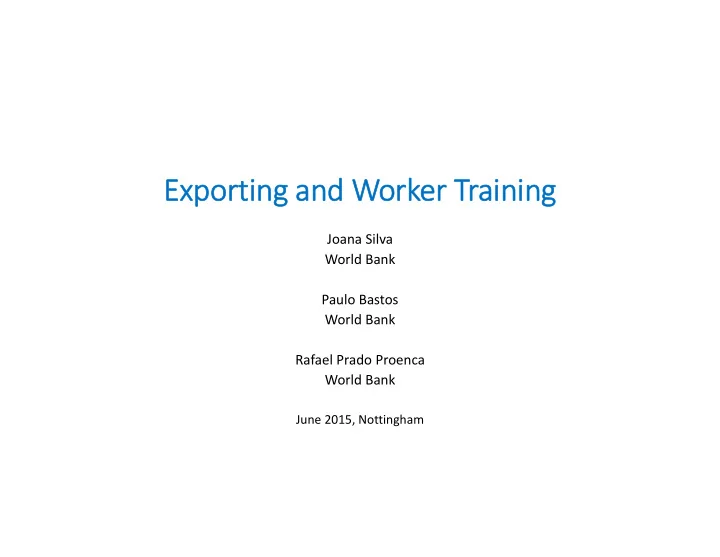 exporting exporting and and wo worker tr training