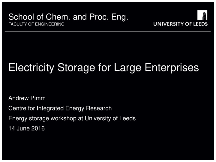 electricity storage for large enterprises