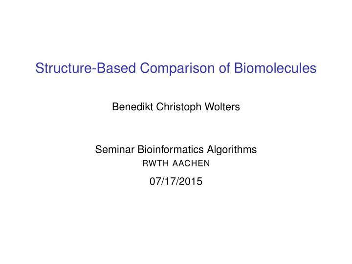 structure based comparison of biomolecules