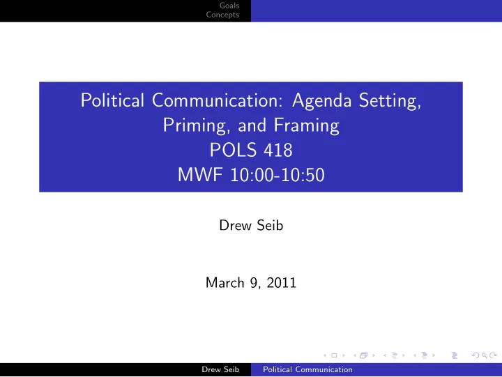 political communication agenda setting priming and