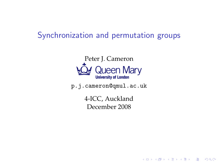 synchronization and permutation groups