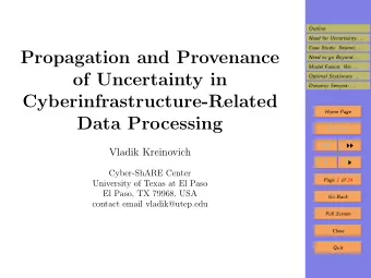Propagation and Provenance  Need to go Beyond . . .  Model Fusion: We . . .  of Uncertainty in