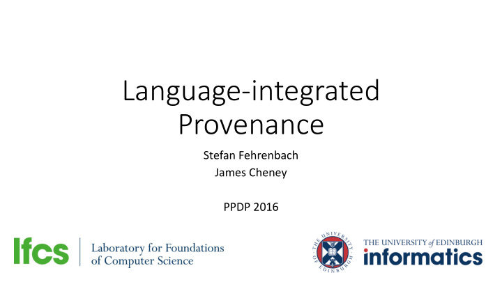language integrated provenance