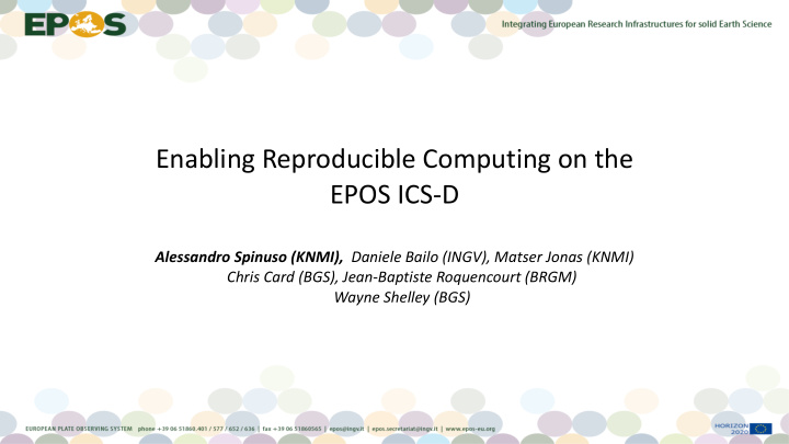 enabling reproducible computing on the epos ics d